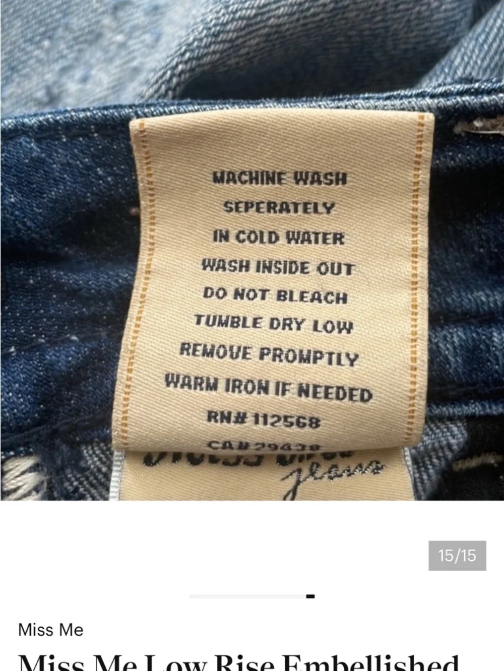 Miss Me Women’s Blue Denim Capri Jeans Low Rise Embellished Flap Pocket Size 27.